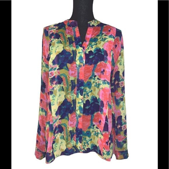 W118 by Walter Baker Multicolor Sheer Button Down Blouse - Picture 1 of 6